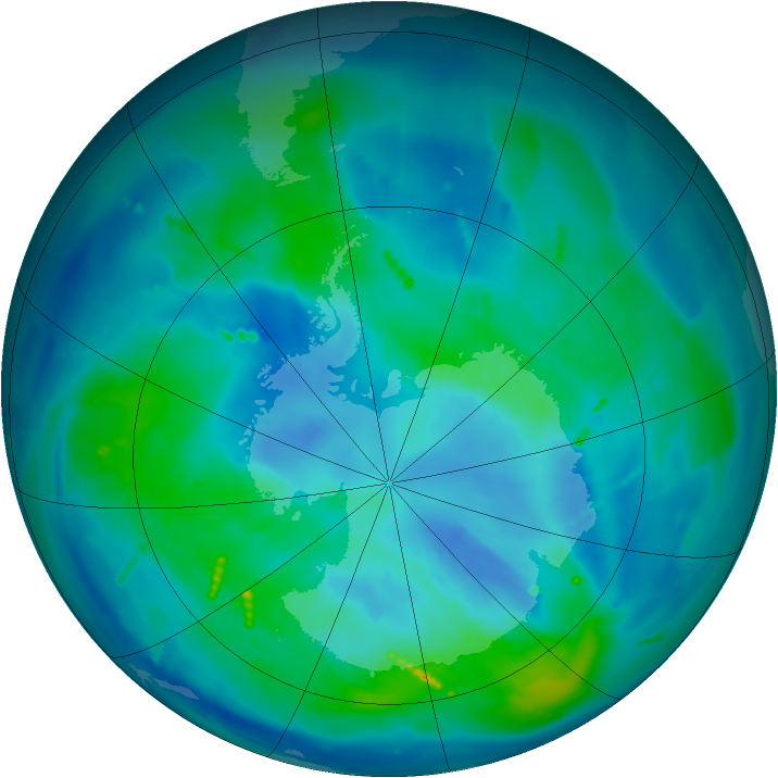Antarctic ozone map for 26 March 2011